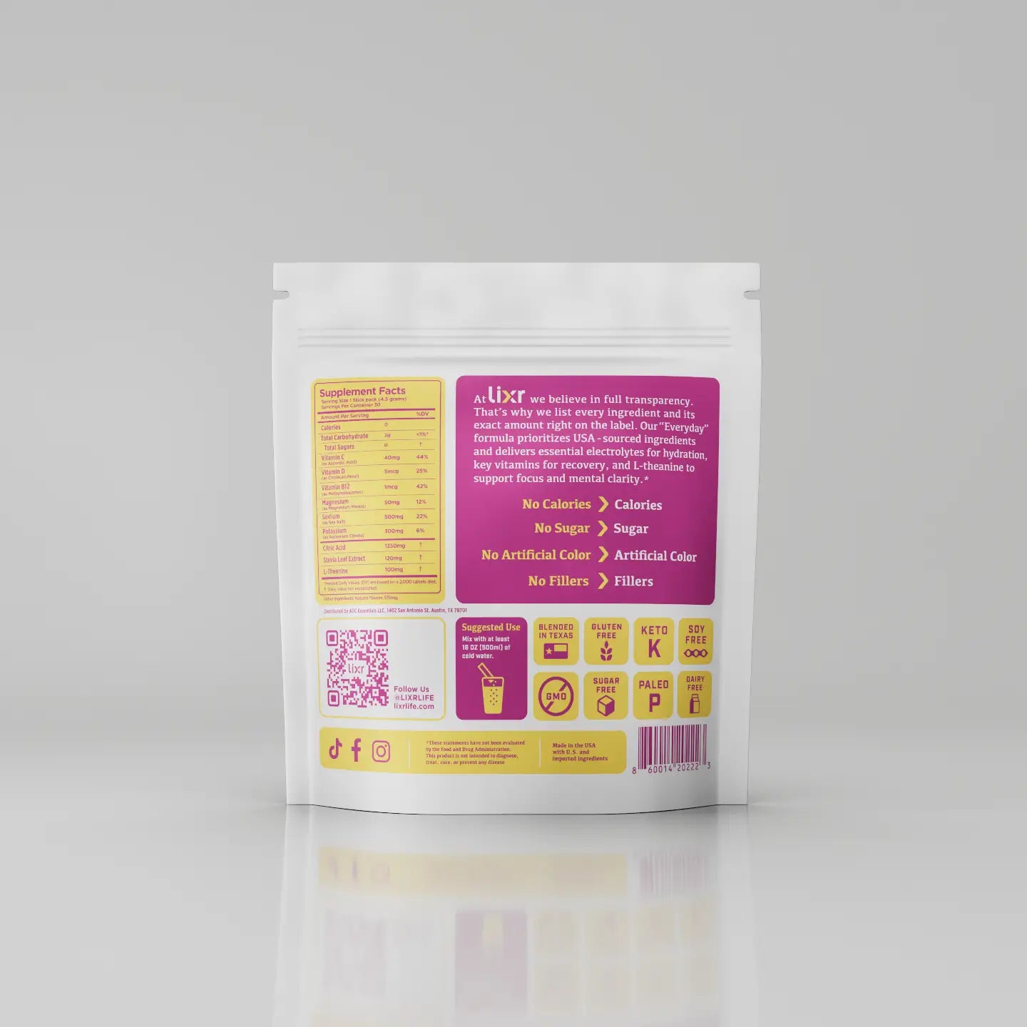 Lixr Everyday Electrolyte Supplement | Strawberry Lemonade